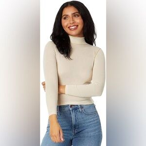 Madewell Semi-Sheer Mockneck Tee Heather Cream